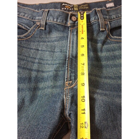 Ariat Rebar M5 Jeans Men 40x30 Blue Dark Wash Denim Western Cowboy Straight EUC - Picture 3 of 12